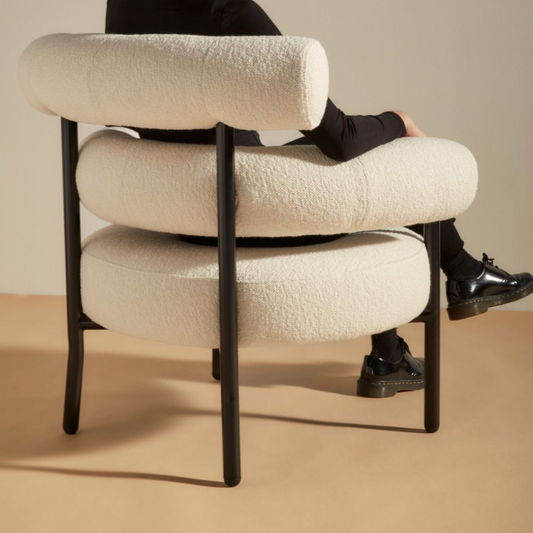 Curved sofa noir et blanc en bouclette Duo