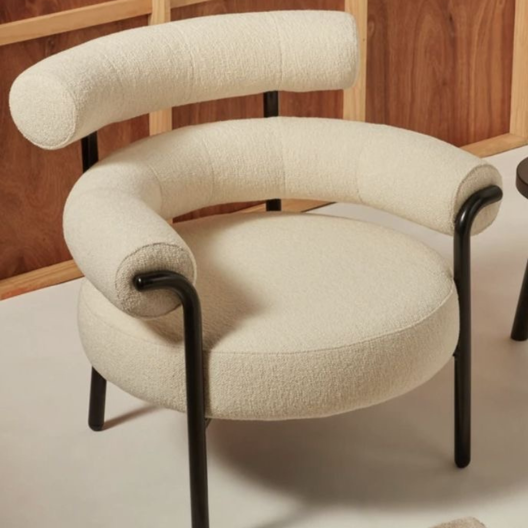 Curved sofa noir et blanc en bouclette Duo