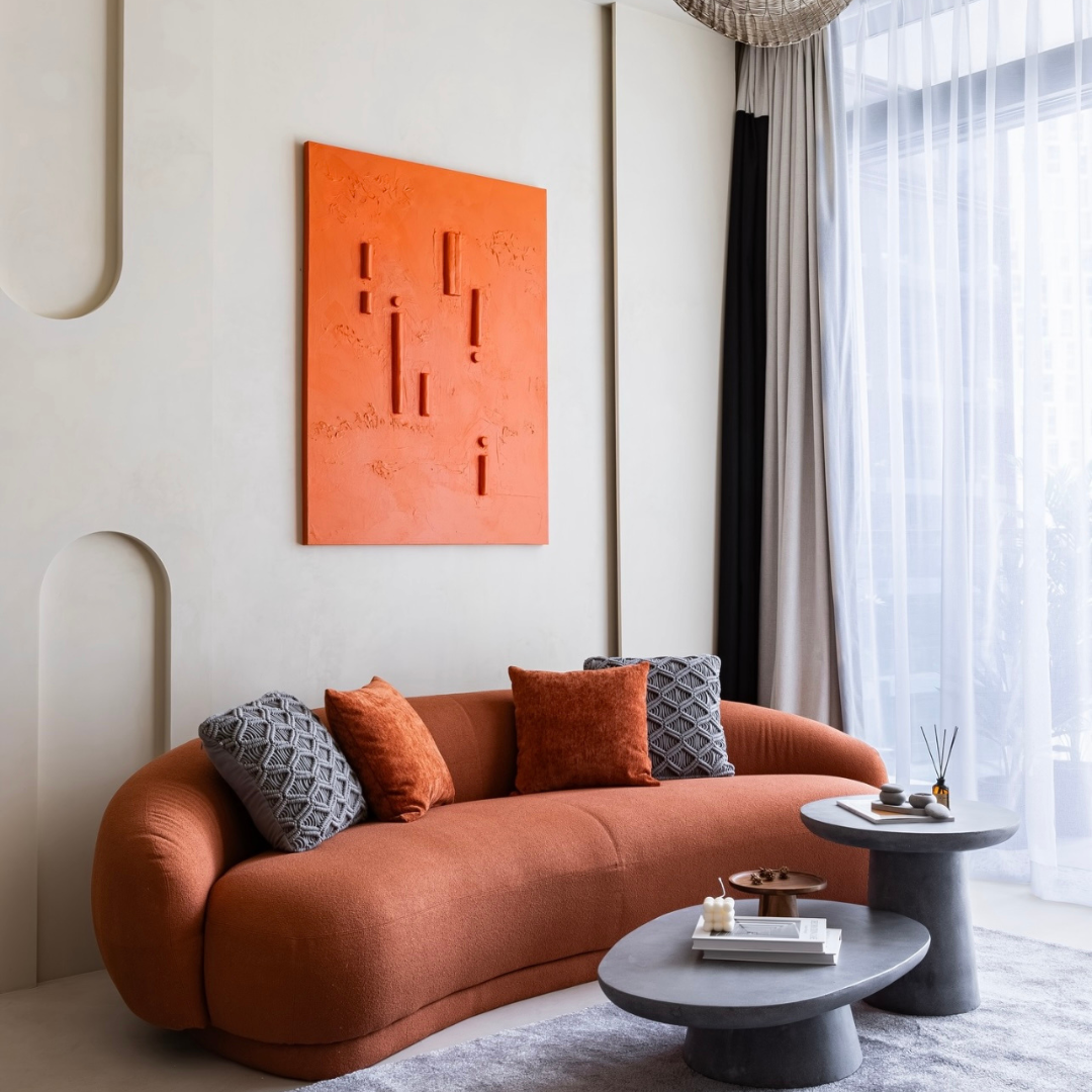 Canapé Courbé couleur terracota