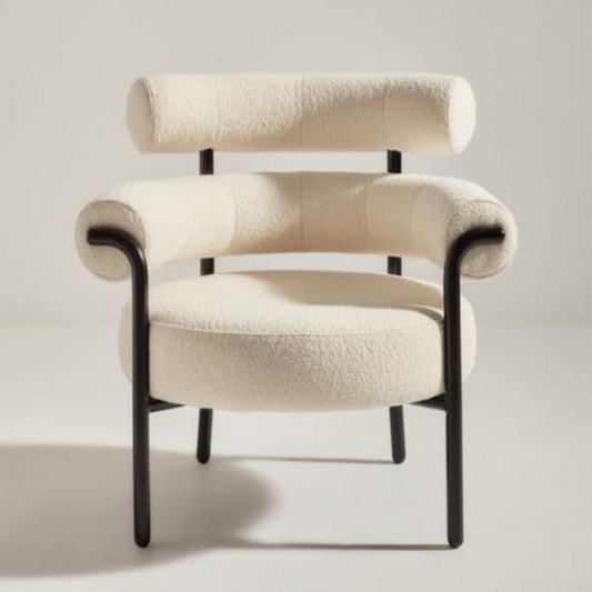 Curved sofa noir et blanc en bouclette Duo