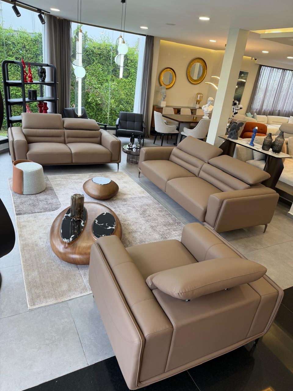 Salon complet cuir Taupe