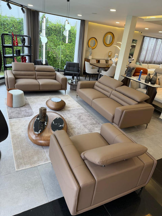 Salon complet cuir Taupe