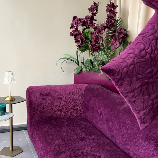 canapé matelassé fleuri