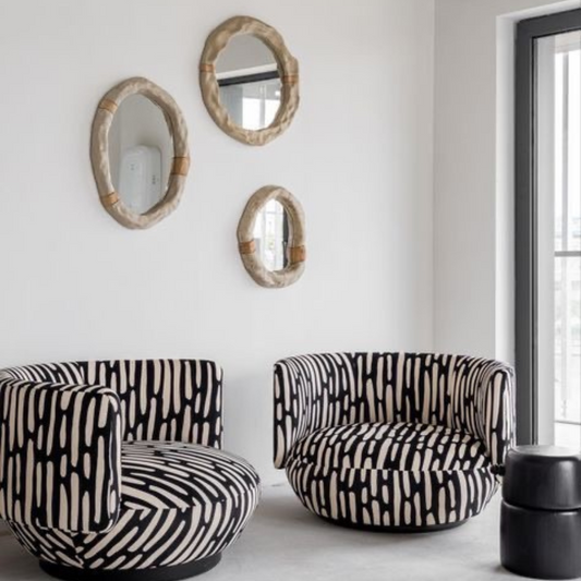 Fauteuil Noir et blanc en tissus imprimé